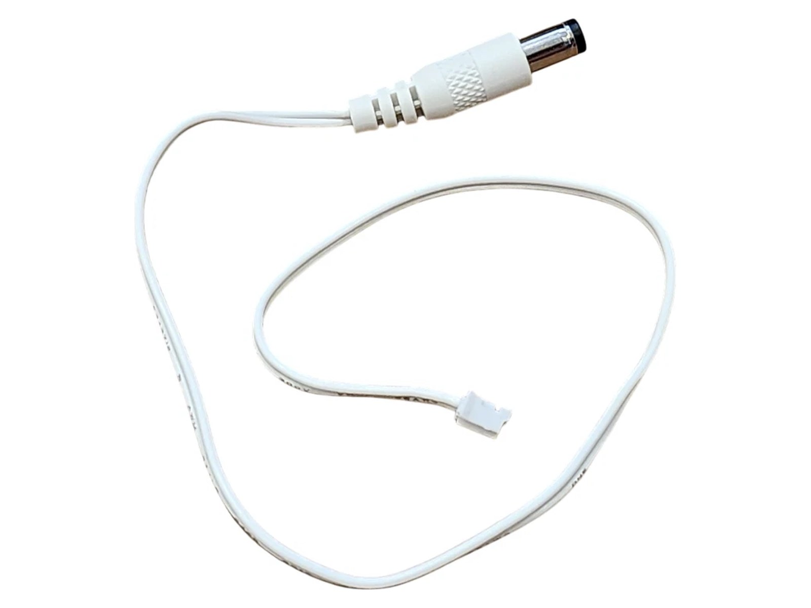 The Hunter Douglas PowerRise power cable coiled, showing the barrel plug and the two-pin plug